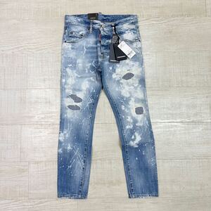 22ss 2022 新品 DSQUARED2 ディースクエアード SKATER JEANS ダメージ 加工 ヨゴレ 加工 リペア 加工 デニム パンツ 42 定価96.800円 701