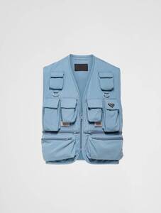 新品未使用 PRADA × RAF SIMONS コットン混紡 ベスト sizeS ライトブルー プラダ ラフシモンズ レポーター フィッシング vest イタリア製