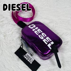 新品未使用 ディーゼル DIESEL ミニポーチ バッグ ネックストラップ付き パープル X06265 P2540 T5061