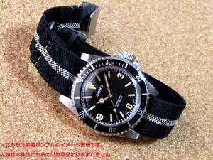 MARINE-NATIONALE／MN-STRAP！BLACK&KHAKI THICK-STRIPE 20MM MNストラップ！※ネコポス発送で送料無料！