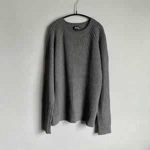 A.P.C. リブ編み あぜ編み クルーネックニット グレー アーペーセー