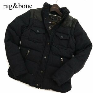 rag&bone ラグ＆ボーン 秋冬 袖着脱可 【羊革 レザー】 切替 MOON生地★ ウール ジャケット ブルゾン Sz.0　メンズ　C3T10166_B#N