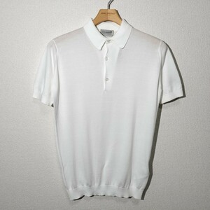 メンズ S ジョンスメドレー 最高級コットン ポロシャツ ADRIAN ホワイト JOHN SMEDLEY イギリス製★同梱不可