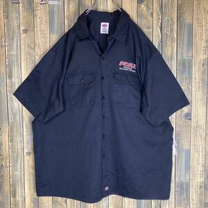 Dickies ワークシャツ 企業系ワッペン 3XL ブラック 黒 アメリカ輸入/ビンテージ/ビックサイズa/古着/古着卸