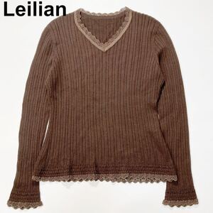 Leilian レリアン ニット ニット レース 長袖 薄手 9 M レディース B82420-130