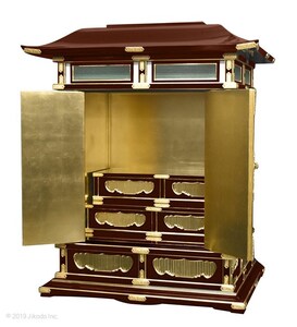 【寺院仏具】潤み塗り　豪華金具付き　ひな壇付き　大型幅広春日厨子　高さ135センチ　国内自社工場製作品　(受注生産品)（商品番号10166u)