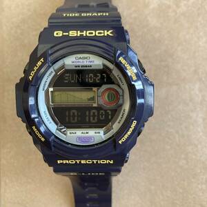 美品G-SHOCK GLX-150B紺ネイビーG-LIDE世界ワールドタイムTIDE GRAPH PROTECTIONジーショックWR20BAR