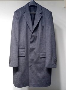 カシミヤ100% 定価27.5万 極美品 HUGO BOSS TAILORED ヒューゴボス COLOMBO コロンボ ピュアカシミヤ チェスターコート グレー メンズ 54