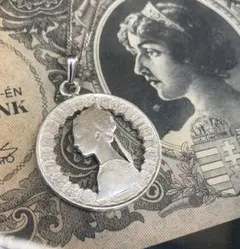 銀貨 イタリアコインネックレストップ ペンダント  外国銀貨