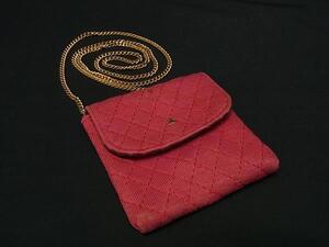 1円 CHANEL シャネル ココマーク マトラッセ キャンバス ショルダーバッグ ミニポシェット マルチケース ポーチ レッド系 BK4057