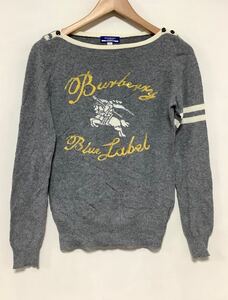 さ1511 BURBERRY LONDON BLUE LABEL バーバリーブルーレーベル 長袖ニット 38 レディース グレー 