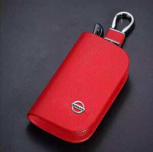 日産　赤　高品質　スマートキーケース キーカバー キーホルダー メンズ レディース 鍵収納　愛車のカギを守る