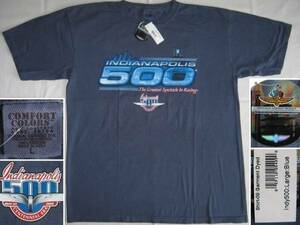 ★新品 INDIANAPOLIS INDY500 インディアナポリス インディ500 Tシャツ L USサイズ ネイビー 紺 染色加工 アメリカンモータースポーツ★