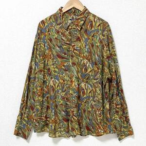 80s Jean Paul GAULTIER レーヨン 総柄 長袖 シャツ ブラウス 9号 ジャンポールゴルチエ VINTAGE archive 4080184