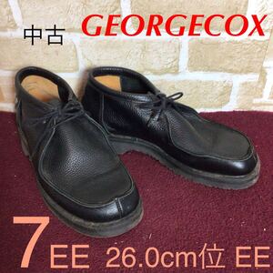 【売り切り!送料無料!】A-344 GEORGECOX!チャッカブーツ!サイズ7 EE 26.0cm位EE!黒!ブラック!ショートブーツ!おしゃれ!中古!