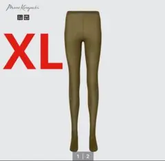 【未使用】UNIQLOマメクロ　ヒートテックニットシアータイツ　オリーブ　XL