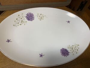 祖母宅整理品■Lilac china■紫花柄の楕円形大皿■長期保管used品♪