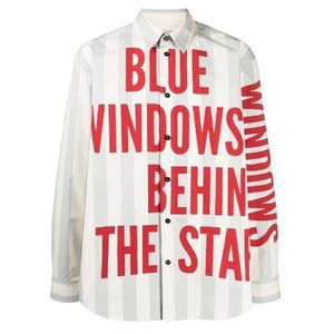 新品 国内正規 JIL SANDER Blue Windows Behinds The Stars striped shirt プリント ストライプ ワイド シャツ JSMS740941 ジルサンダー