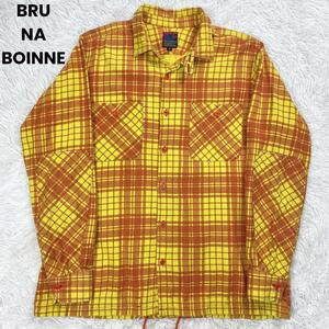 BRU NA BOINNE ブルーナボイン コットン チェック ウォンドシャツ ジャケット 2 ( メンズ Lサイズ 〜 XLサイズ相当 ) イエロー×レッド