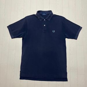 日本製 フレッドペリー ポロシャツ 鹿の子 半袖 FREDPERRY コットン ネイビー 半袖ポロシャツ ヒットユニオン サイズL あのちゃん