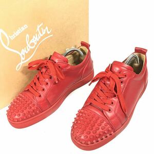 【ルブタン】本物 Louboutin 靴 26cm 赤 ルイスジュニア スタッズ スニーカー カジュアルシューズ スパイク 本革 レザー 紳士 メンズ 41 箱