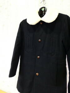 ☆S)定番ウールコート!【A.P.C.】BOA WOOL COAT★size:S アーペーセー/メルトン/ウール/襟ボア/ネイビー/ノームコア/状態考慮@100