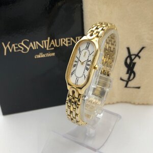 1円～/Yves Saint Laurent/イヴサンローラン/YSL/5421-H08100Y/2針/ゴールドカラー/箱・付属品付/クォーツ/レディース腕時計/ジャンク/S012