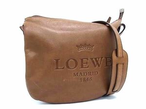 1円 ■美品■ LOEWE ロエベ ヘリテージ レザー ショルダーバッグ クロスボディ 斜め掛けかばん メンズ レディース ブラウン系 AY6250