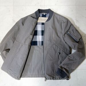 BURBERRY BRIT バーバリーブリット/ブルゾン ジャケット MA-1 アウター/ジップアップ ダブルジップ リブ チェック/メンズ グレー Sサイズ