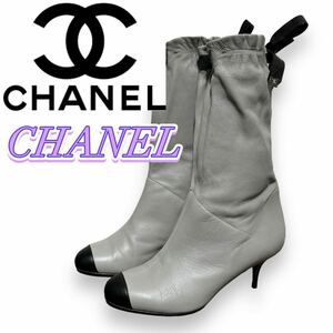 【極美品】CHANEL シャネル ブーツ ココマーク リボン 22.0cm