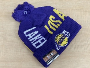 新品ニューエラNEW ERA NBAロサンゼルスレイカーズニットキャップ★レブロン八村塁LA LAKERSボンボン付きビーニー★N2341