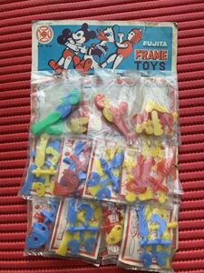 当時物 新品未開封 フジタ FRAME TOYS パチ ミッキーマウス ドナルドダック ポリ人形 フィギュア おまけ 駄菓子屋 昭和 レトロ ビンテージ