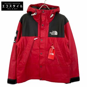 新品未使用 THE NORTH FACE ノースフェイス ×Supreme レザーマウンテンジャケット ジャケット M レッド×ブラック メンズ