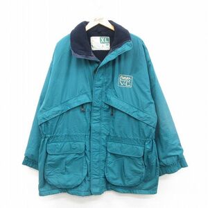 XL/古着 Wear Guard 長袖 ナイロン ジャケット メンズ FORZA ロング丈 青緑 内側フリース 24nov18 中古 アウター