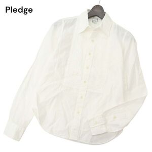 Pledge プレッジ 通年 ピンタック★ 長袖 シャツ Sz.46　メンズ 白 日本製　C4T04216_5#C