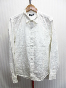 トルネードマート　白シャツ　メンズL　長袖シャツ　凹凸総柄デザインシャツ　ホワイトシャツ　長袖カットソー　メンズシャツ　06203
