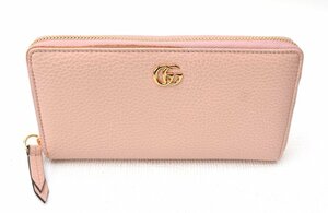 未使用品 GUCCI グッチ 【GGマーモント ラウンドファスナー長財布 ピンク×ゴールド金具 456117】箱付き