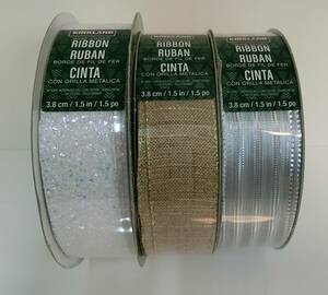 【未使用品】KIRKLAND WIRE-EDGED リボン 45.7M×3ヶセット②