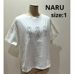 ナル NARU Tシャツ 半袖 ホワイト デザインにゃんこ 1 レディース 日本