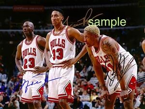 【送料無料】 NBA シカゴ・ブルズ　1998 最強メンバー　高画質　サイン　フォト　写真　Chicago Bulls ジョーダン　ピッペン　ロッドマン