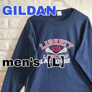 C342【GILDAN】長袖Tシャツ【メンズL】ネイビー