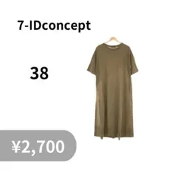 7-IDconcept ワンピース ロング丈Tシャツ クルーネック 半袖 カーキ