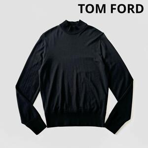 TOM FORD トムフォード モックネック ハイゲージ ウール ニット 44 ブラック 黒 セーター プルオーバー メンズ イタリア製 長袖 国内正規