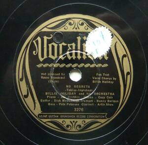 ◆ BILLIE HOLIDAY / Did I Remember / No Regrets ◆ Vocalion 3276 (78rpm SP) ◆