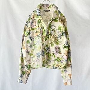 90s リネンコットン花柄ジャケット vintage