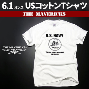 ミリタリー 半袖 Tシャツ XL メンズ 米海軍 SeaBees 蜂モデル THEMAVERICKS ブランド 白 ホワイト