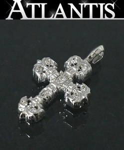 CHROME HEARTS 銀座店 クロムハーツ 新品 タイニーフィリグリークロス ペンダント パヴェダイヤ 18K WG シルバー SV925 95282