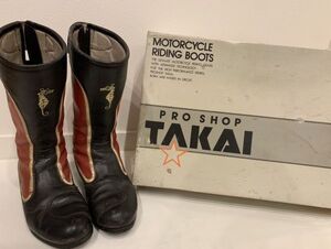 『 PRO SHOP TAKAI 』レディース レーシングブーツ 23.0㎝ TA-20 ロングブーツ 赤 黒 白 当時物 箱有 タカイ『１円』