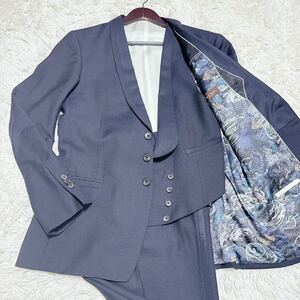 《最高峰モード》PaulSmith ポールスミス 3ピース ネイビー 紺色 XL 175cm~ 総柄 ロープ柄 SavileClifford ドメス ドレッシー 春夏秋冬 