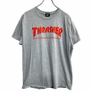 THRASHER 半袖 プリント Tシャツ Lサイズ スラッシャー ロゴ グレー 古着卸 アメリカ仕入 t2407-4289